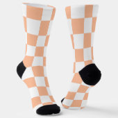 Chaussette Carrés à dames pêche et blanc géométrique rétro (Angulaire)