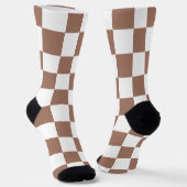 Chaussette Carrés Checker mocha brun blanc géométrique rétro (Angulaire)