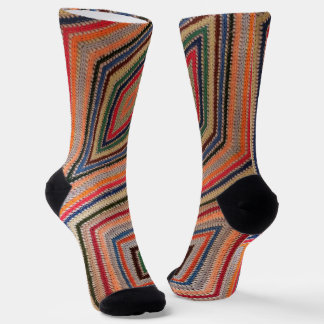 Chaussette Carrés de crochet colorés imprimés