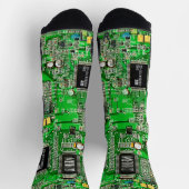 Chaussette Carte à circuit imprimé Microchip verte Nom Geeky (Haut)