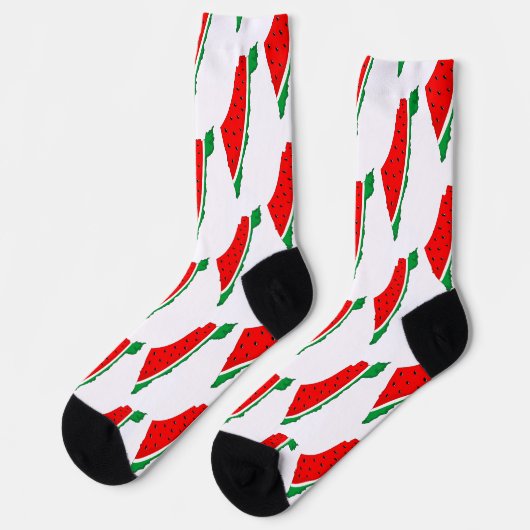 Chaussette Carte de la Palestine Pastèque Symbole de liberté (Gauche)