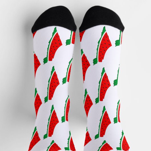 Chaussette Carte de la Palestine Pastèque Symbole de liberté (Haut)