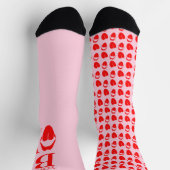 Chaussette Carte Jour des Valentines Rouge Rose (Haut)