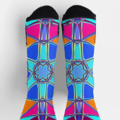 Chaussette Carton Mandala bleu rose jaune et orange (Haut)