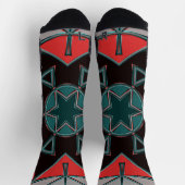 Chaussette Carton Mandala bleu rouge et noir (Haut)