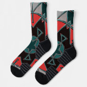 Chaussette Carton Mandala bleu rouge et noir (Gauche)