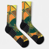 Chaussette Carton Mandala jaune orange et vert (Droite)