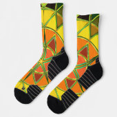 Chaussette Carton Mandala jaune orange et vert (Gauche)