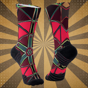 Chaussette Carton Mandala Rouge et Vert