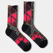 Chaussette Carton Mandala Rouge et Vert (Droite)