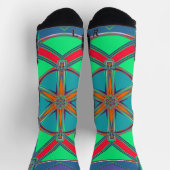 Chaussette Carton Mandala Vert Rouge et Bleu (Haut)