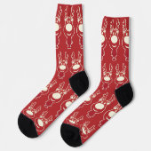 Chaussette Cartoon Reindeer Red Pattern (Gauche)