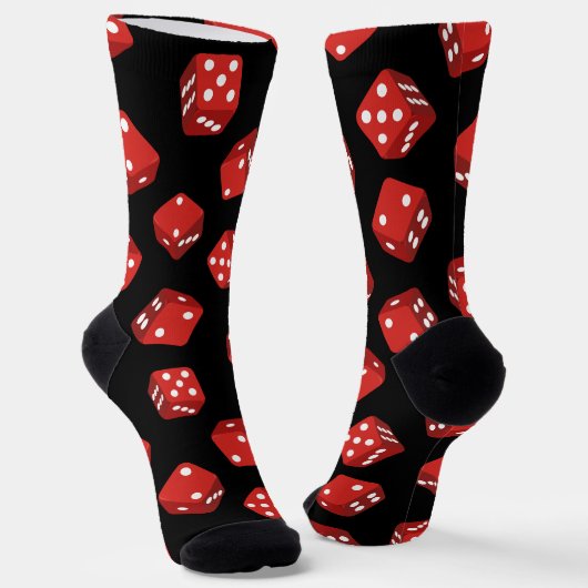 Chaussette Casino Craps Red Dice sur le Motif noir (Angulaire)