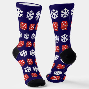 Chaussette Casino de Noël Dice rouge et flocons de neige amus