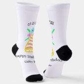 Chaussette Casquette orange 2e anniversaire enfants rétro flo (Angulaire)