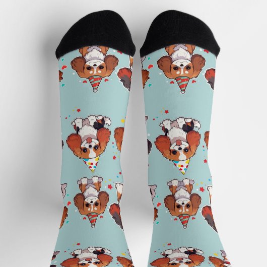 Chaussette Cavalier King Charles Pastel Motif d'anniversaire (Haut)