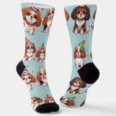 Chaussette Cavalier King Charles Pastel Motif d'anniversaire (Angulaire)