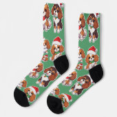 Chaussette Cavalier King Charles Pastel Motif de Noël (Gauche)