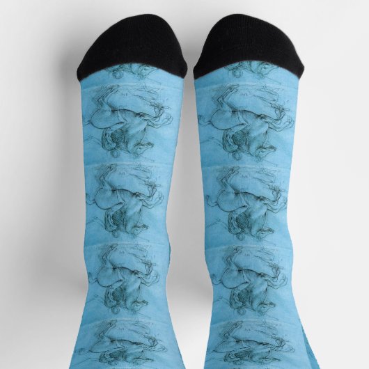 Chaussette Cavalier sur un cheval cabré Léonard de Vinci (Haut)