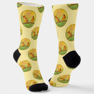 Chaussette Cèdre cirage Paire Peinture originale Oiseau sauva