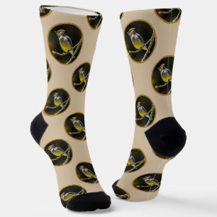 Chaussette Cèdre cire Songbird Photo originale Oiseau sauvage