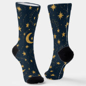 Chaussette Celestial Moon & Stars Pattern – Midnight (Angulaire)