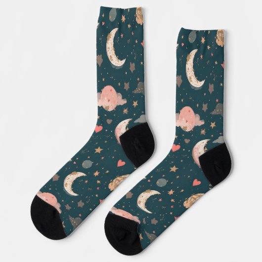Chaussette Celestial Romance Dreamy Moon & Stars Valentine Se (Gauche)