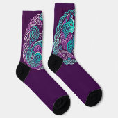 Chaussette Cercle Celtique de chat turquoise et violet (Droite)