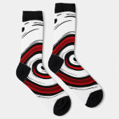 Chaussette Cercle liquide torse moderne noir rouge blanc coul (Droite)