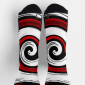 Chaussette Cercle liquide torse moderne noir rouge blanc coul (Haut)