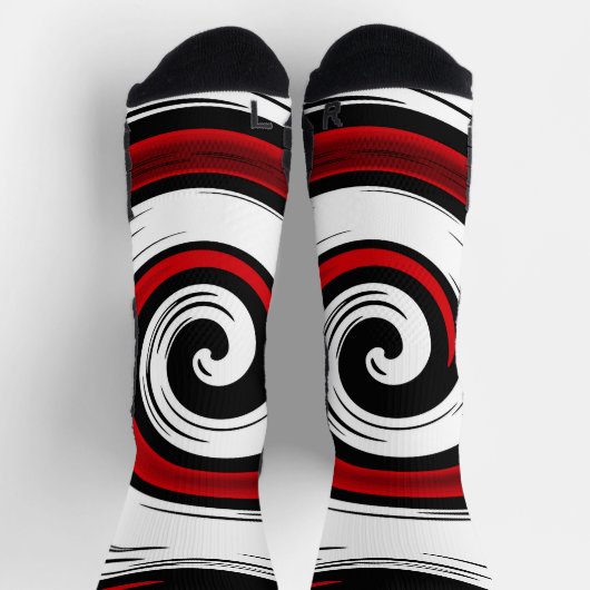 Chaussette Cercle liquide torse moderne noir rouge blanc coul (Haut)