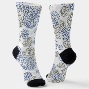 Chaussette Cercles avec imprimé léopard gris et bleu