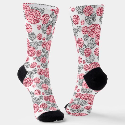 Chaussette Cercles avec imprimé léopard gris et rouge (Angulaire)