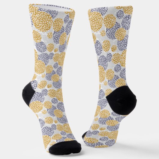 Chaussette Cercles avec imprimé léopard jaune et bleu (Angulaire)