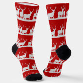 Chaussette Cerf de Noël renne fête simple classique rouge (Angulaire)