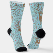 Chaussette Cerf de Noël sur fond bleu (Angulaire)