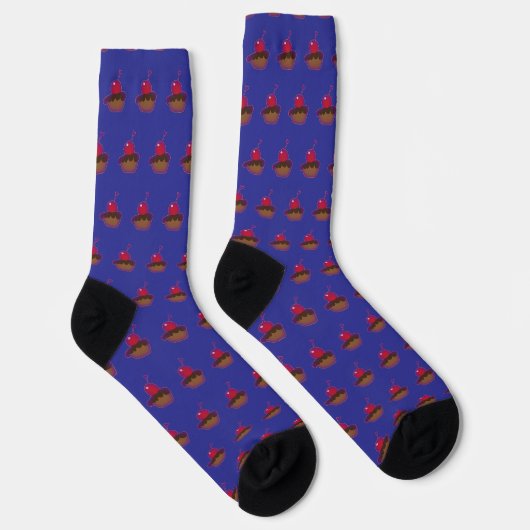 Chaussette Cerise Et Chocolat Durable Premium Bleu     (Droite)