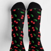 Chaussette Cerises rouges sur Motif de fruits noirs (Haut)