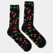 Chaussette Cerises rouges sur Motif de fruits noirs (Droite)