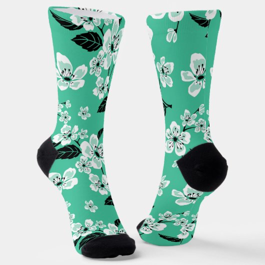 CHAUSSETTE CERISIER FLEURI - SAKURA (MENTHE) (Angulaire)