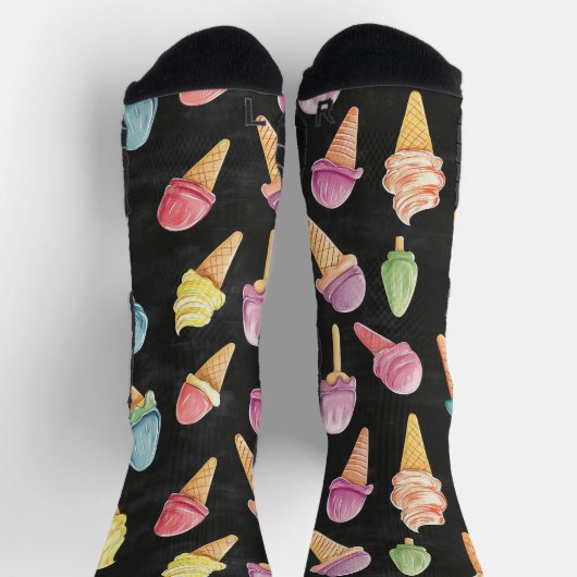 Chaussette Chalk crème glacée douce Dessin Motif noir (Haut)