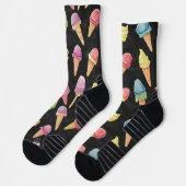 Chaussette Chalk crème glacée douce Dessin Motif noir (Gauche)