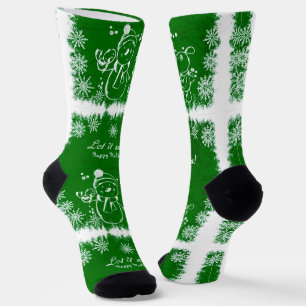 Chaussette Chalk Vert Et Blanc Snowman-Laisser Il Chaussettes