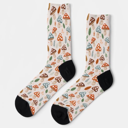 Chaussette Champignon, Feuillage d'automne, Motif de la natur (Gauche)