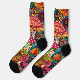 Chaussette Champignons Colorés Fantaisistes Chaussettes Viole