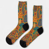 Chaussette Champignons psychédéliques rétro et Motif Paisley (Gauche)