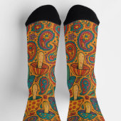 Chaussette Champignons psychédéliques rétro et Motif Paisley (Haut)