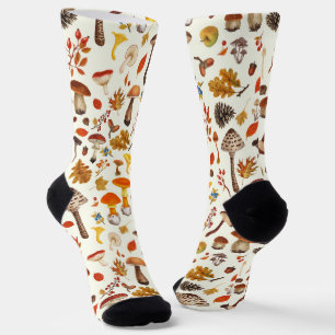 Chaussette Champignons sauvages sur blanc
