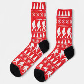 Chaussette Chandail de Noël moche Bigfoot rouge (Gauche)
