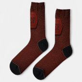 Chaussette Changer Initial, Écouter En Cuir Badge Rouge foncé (Gauche)